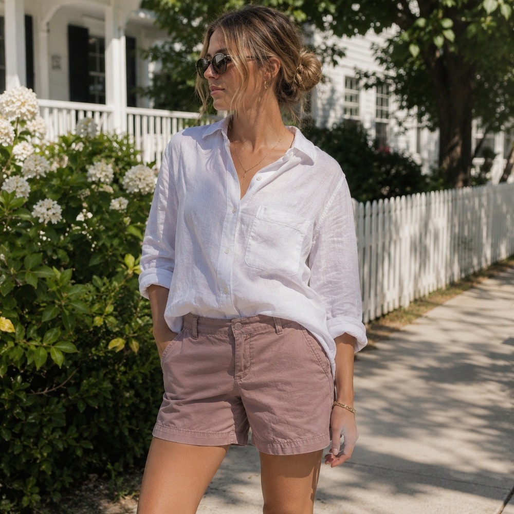 Ann Taylor LOFT Chino Shorts Mid Rise Casual Cotton Women's Size 4 Mauve Rose